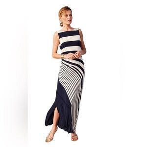 Soft Surroundings Vela Infinity Maxi Dress Navy and White Size L